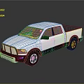 Silver Modern Pickup Truck with Double Cab Black Wheels on Reflective Surface 3d model