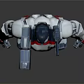 Game Movie Robot Character With White Gray Mechanical Armor Red Blue Accents And Back Weapon