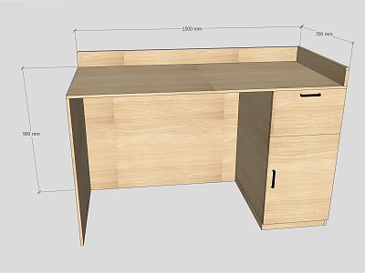 Wooden L Shaped Functional Desk With Drawer Cabinet And Specific Dimensions For Home Use 3d model