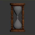 Classic Hourglass Design With Wooden Frame Base Top Decorative Pillars And Silver Sandglass