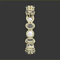 Elegant Gold Bracelet Meticulously Set With Sparkling Transparent Gemstones In Circular Pattern