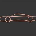 Modern Orange Wireframe Car Frame Structure for Automotive Body Parts Design