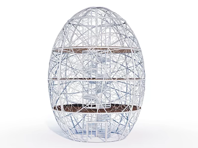 Innovative Road Infrastructure Featuring Egg Shaped Metal Frame Structure With Multi Level Walkways 3d model