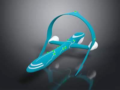 Blue Futuristic Device With Curved Structure Green Accents And White Components 3d model