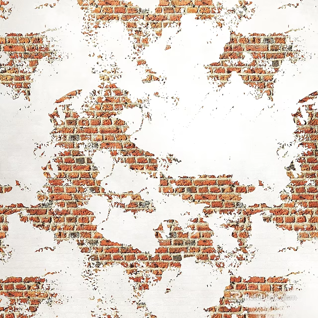 Red Brick Wall With Peeling Paint And Vintage Texture Background Design 3d model