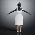 White Spaghetti Strap Dress with Front Button Design on Black Mannequin and Beige Stockings