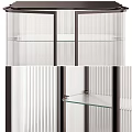 Modern Sideboard With Black Frame And Transparent Glass Shelves Design