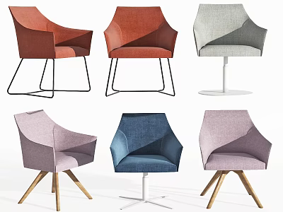 Stylish Modern Lounge Chairs in Multiple Colors with Metal and Wooden Legs 3d model