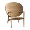 Wooden Accent Chair With Round Backrest And Hollow Design Minimalist Style