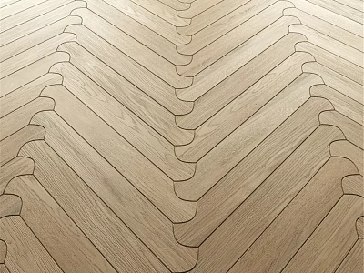 Elegant Wooden Floor Planks With Herringbone Pattern And Wavy Edges 3d model
