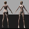 Woman 3D Model Front And Back View In White Lingerie With High Heels