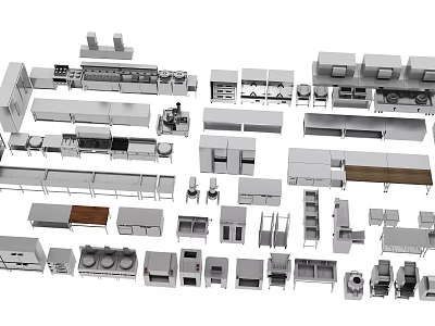 Modern Kitchen Appliances Collection with Various Stainless Steel Designs and Equipment Types 3d model