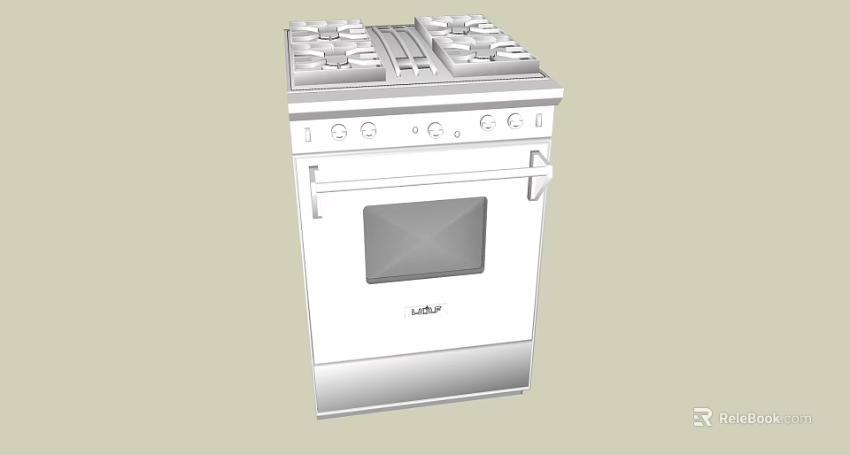 Kitchen Gas Stove Oven Combo Appliance with Multiple Burners and Stainless Steel Design 3d model 