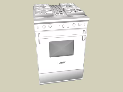 Kitchen Gas Stove Oven Combo Appliance with Multiple Burners and Stainless Steel Design 3d model