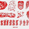 Chinese Tibetan Ethnic Pattern Auspicious Decorative Pattern Totem Rock Painting Rubbings Mask Silhouette 3d model
