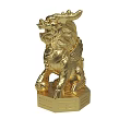Intricate Golden Chinese Qilin Statue As Decorative Home Ornament