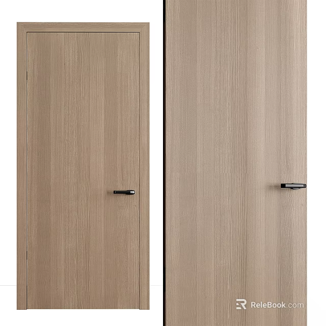 Sleek Natural Wood Flush Doors With Metal Handles For Modern Interior Design 3d model 