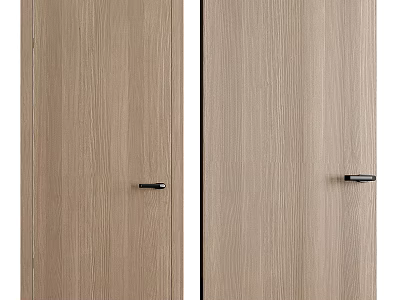 Sleek Natural Wood Flush Doors With Metal Handles For Modern Interior Design 3d model