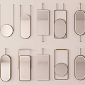 Various Decorative Wall Mirrors With Different Shapes And Gold Frame Styles 3d model