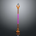 Golden Purple Rod Weapon With Diamond Shaped Ornament And Base