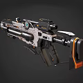 Detailed Sci-Fi Weapon Design With Mechanical Structure And Orange Accents 3d model