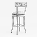 Classic Wooden Bar Stool With Upholstered Beige Seat And Curved Backrest Design