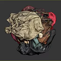 Pile of Multicolored Clothing Fabrics With Various Textures and Mixed Patterns