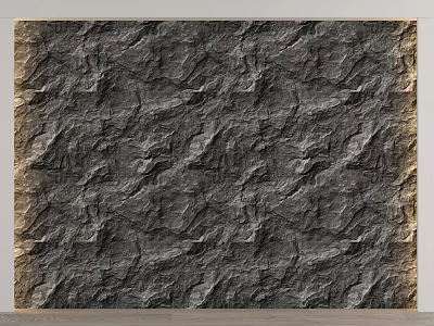 Rough Textured Stone Surface With Natural Wooden Frame For Home Wall Decor 3d model
