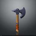 Classic Axe Weapon With Wooden Handle Red Stripes And Metal Head