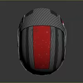 Futuristic Carbon Fiber Helmet With Red Top Black Silver Design And Glowing Details