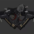 Futuristic Sci Fi Pistols With Black Body Red Grips And Silver Green Details