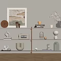 Cream Silent Rack Side Cabinet Ornament Combination 3d model