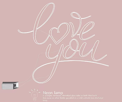Neon Lamp Combination with Love You Lettering Design White Light Decorative for Bedroom Party 3d model