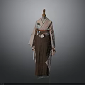 Elegant Pink Kimono Design With Brown Belt And Decorative Details
