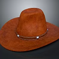 Brown Cowboy Hat With Decorative Band And Pearl Accents In Suede Material