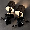 Black Human Torso Shaped Wall Lamps with Lampshades and Detachable Hands Design