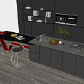 Stylish Modern Bar Counter Design With Black Cabinets Marble Top And Bar Stools