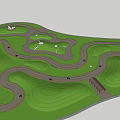 Green Park Landscape Design With Winding Paths And Small Pavilion Area