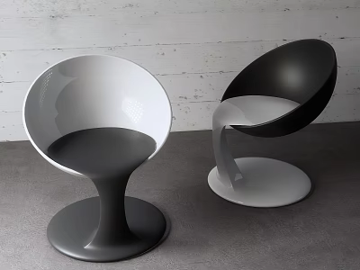 Modern Accent Chairs Round Shape Curved Base White Gray And Black Stylish Design 3d model