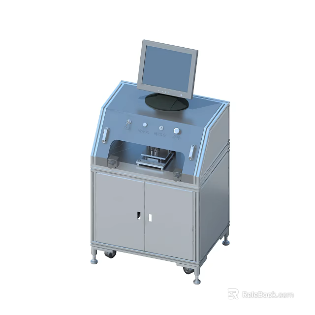 Industrial Equipment With Display Screen Control Panel And Cabinet On Wheels 3d model 