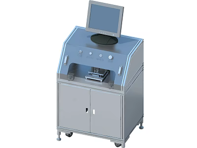Industrial Equipment With Display Screen Control Panel And Cabinet On Wheels 3d model