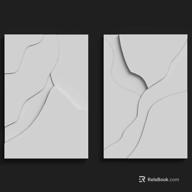 White Wavy Decorative Components with Curved Lines for Modern Wall Design 3d model 