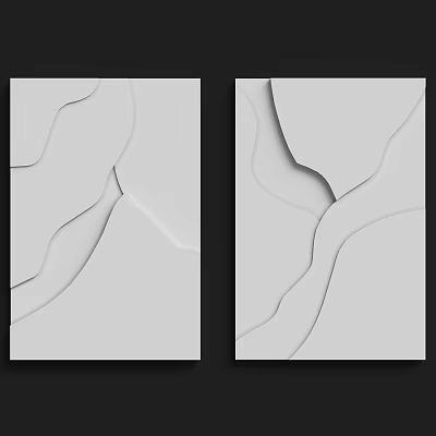 White Wavy Decorative Components with Curved Lines for Modern Wall Design 3d model
