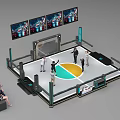 Futuristic Combat Ring Arena Featuring Spectators Digital Screens And Circular Floor Logo