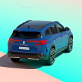 Blue Car Front Design Featuring Modern LED Headlights Stylish Alloy Wheels And Black Grille