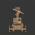 Military Vehicle 3D Model Featuring Antenna Structure And Launcher On Wheels