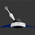 Decorative Silver Sword Hilt With Black Net Wrapped Stone Blue Cloth And Metal Plate