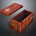 Vintage Wooden Storage Box With Open Lid And Wood Grain Details