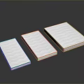 Three White Rectangular Items With Wavy Surface Texture On Dark Background 3d model