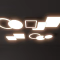 Modern Ceiling Lights With Round And Square Shapes And Bright White Lighting Design 3d model
